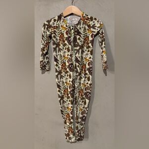 Nev Clothing bamboo zippered convertible romper 12-18 months mushroom bird nest